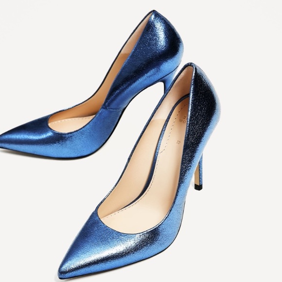 metallic blue heels